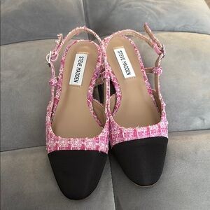 Steve Madden: Belinda Pink and Black Women's Tweed Sling back Shoes size 5
